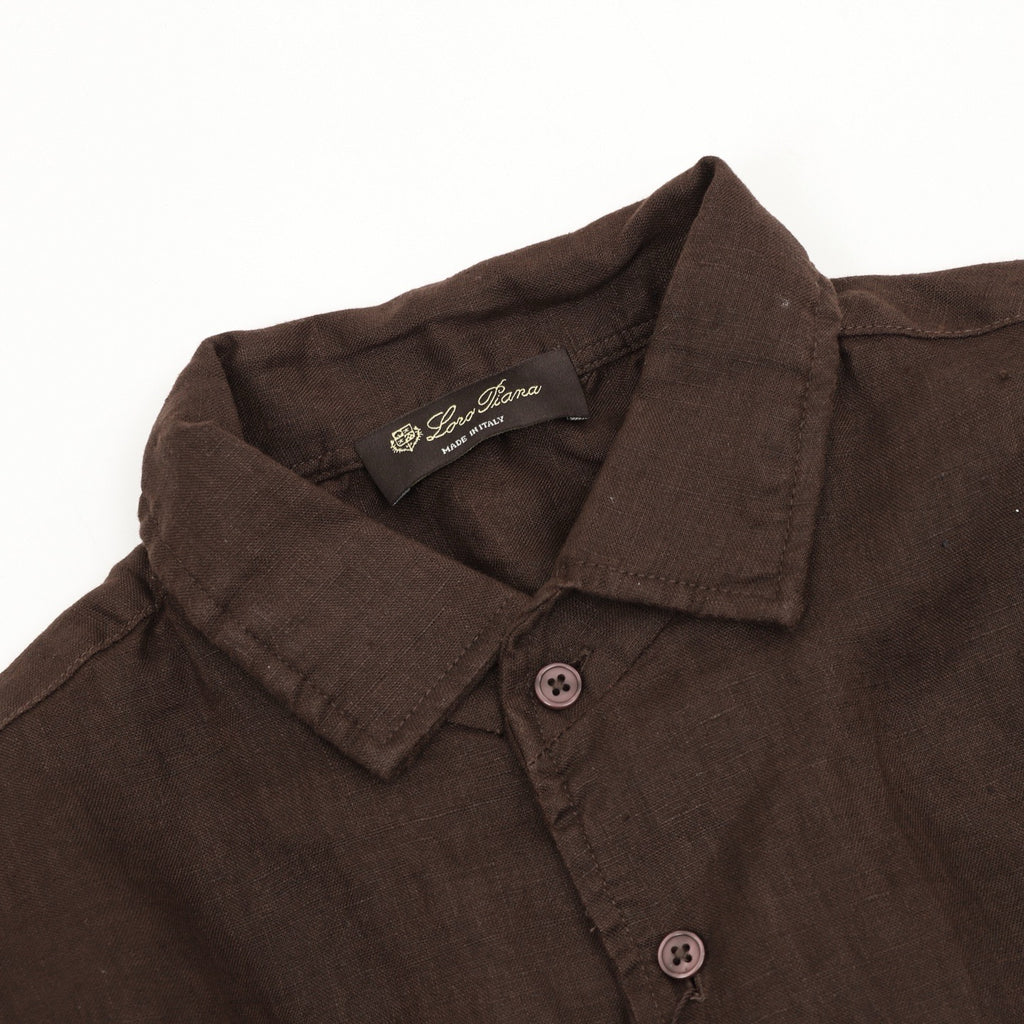 Loro Piana LP Linen Shirt | Dark Brown Breathable Luxury Long Sleeve