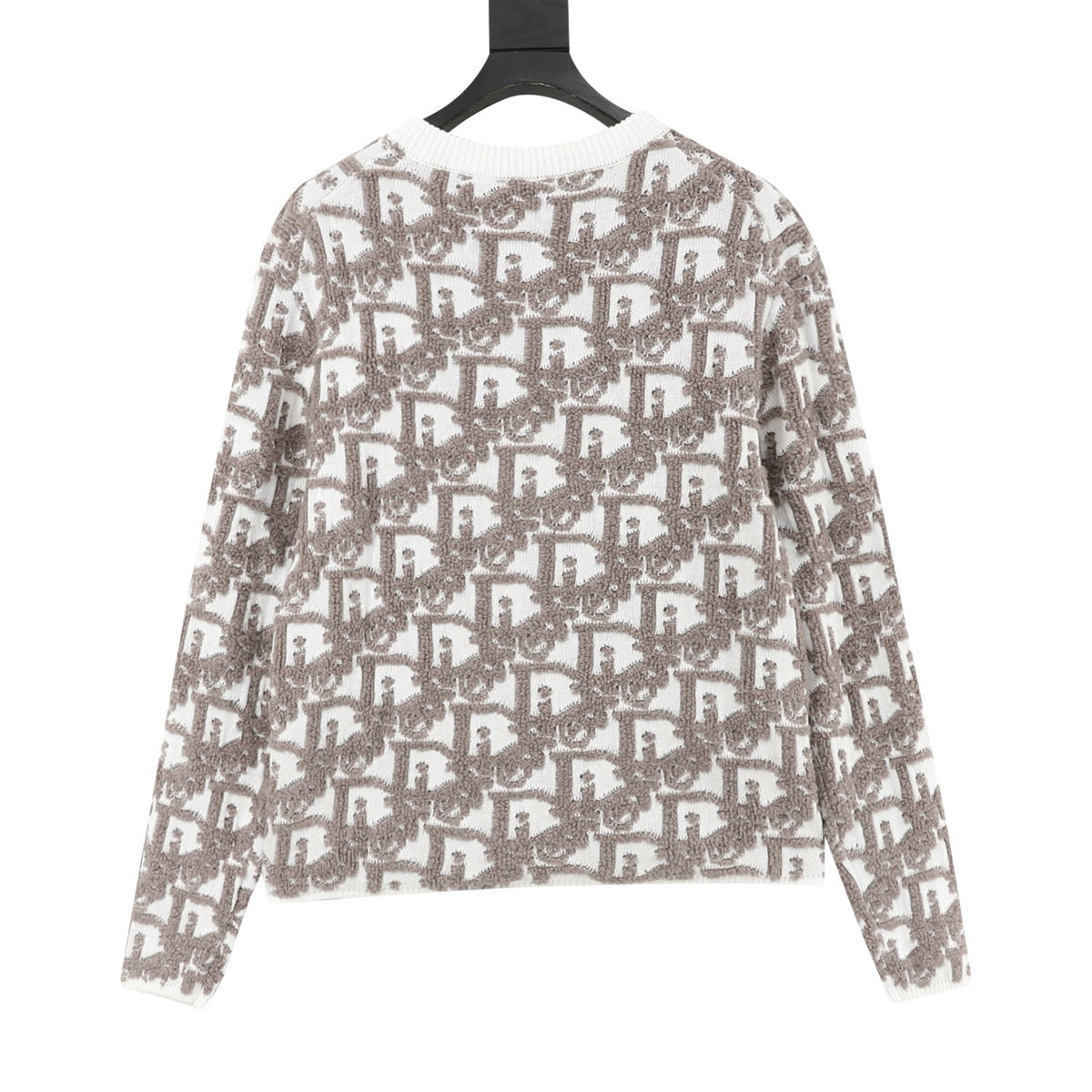 Dior Women's Men's White and Brown Oblique Jacquard Full-Zip Cardigan