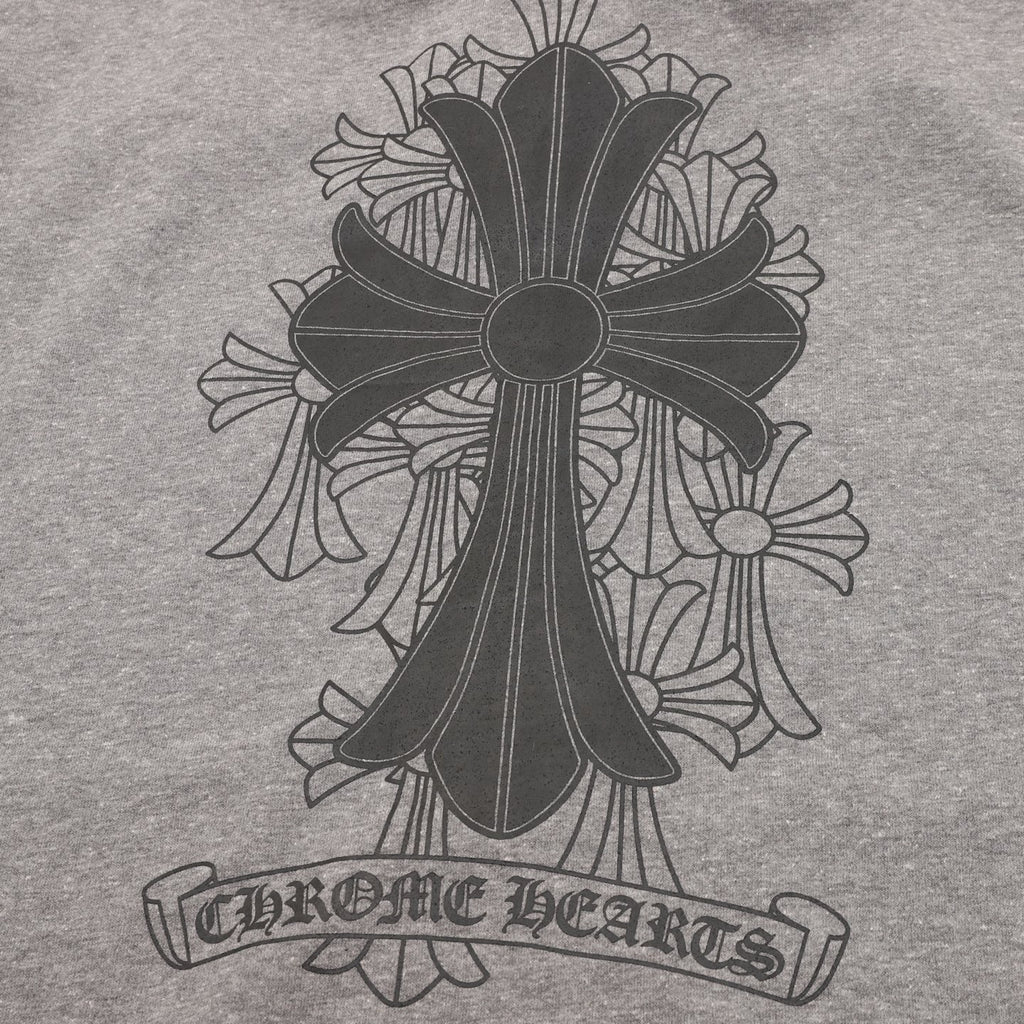 Chrome Hearts Floral Cross Back Print Oversized Pullover Hoodie