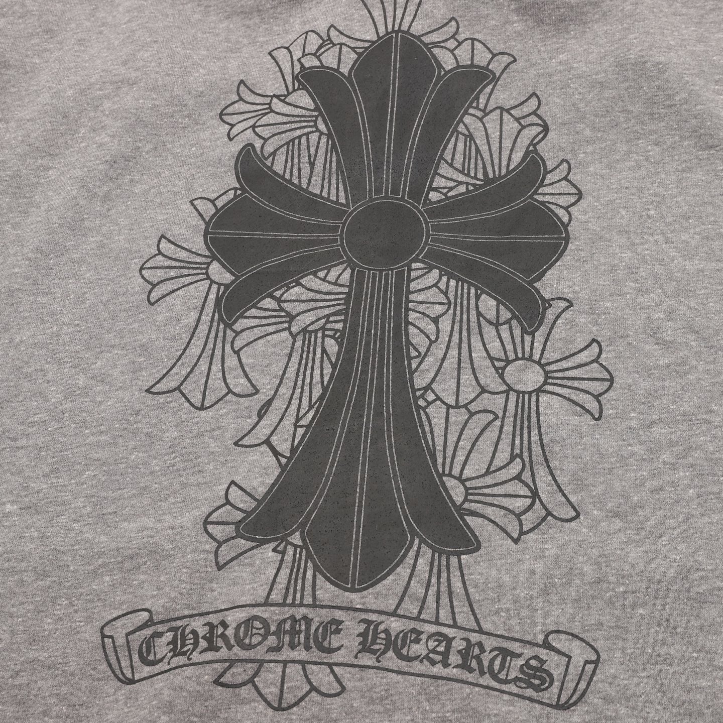 Chrome Hearts Floral Cross Back Print Oversized Pullover Hoodie