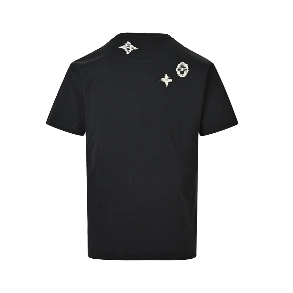 Louis Vuitton Distressed-Effect LV Floral Short-Sleeve T-Shirt in Black