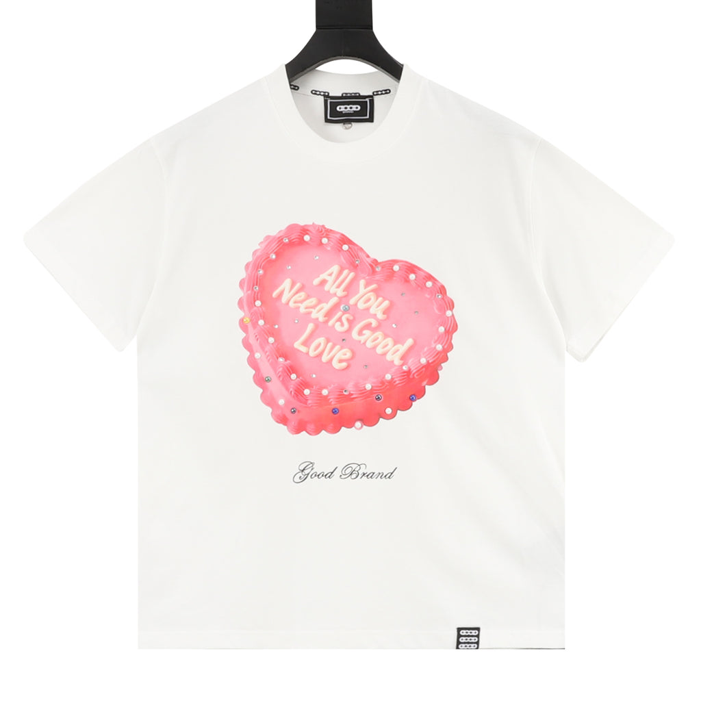 Good Brand Heart Cake Print Short-Sleeve T-Shirt in White