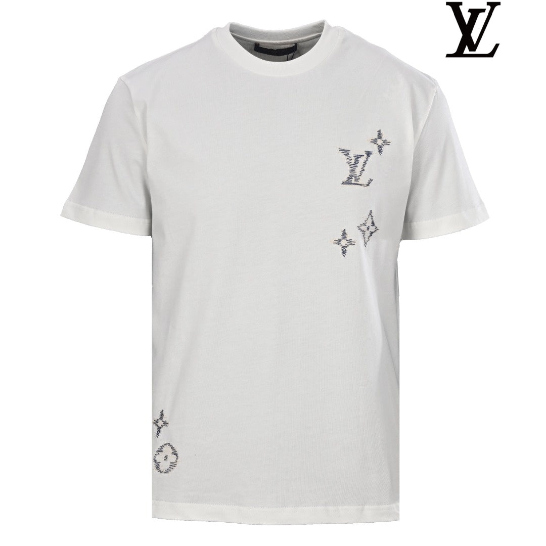 Louis Vuitton Men's White Stitched Monogram Short Sleeve T-Shirt
