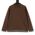 Prada Faux-Layered White Cuff Piqué Cotton Long-Sleeve Polo Shirt
