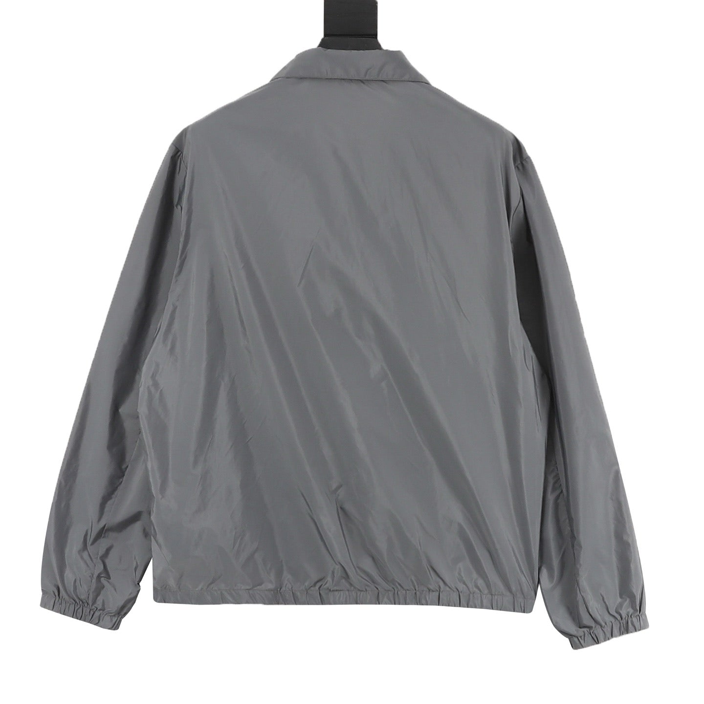 Prada Triangle Logo Iridescent Zip Nylon Stand Collar Jacket | Grey Lightweight Luxury Outerwear