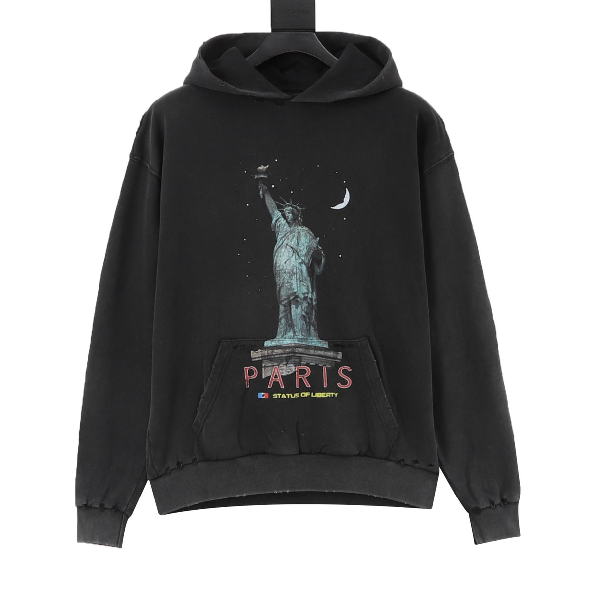 Balenciaga Women's Men's Black Ginza Tokyo Tower Graphic Pullover Hoodie