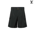 Louis Vuitton Black Nylon Circular Logo Print Cargo Shorts