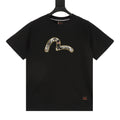 Evisu Floral Embroidery Seagull Logo Short-Sleeve T-Shirt in Black