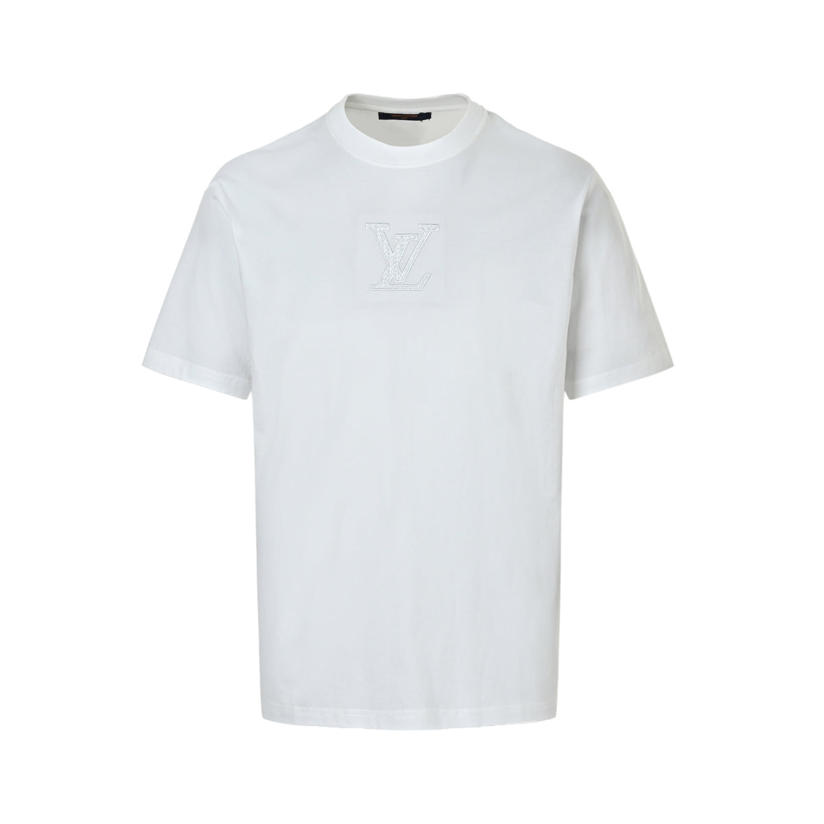 Louis Vuitton Embossed Square LV Logo Short-Sleeve T-Shirt in White