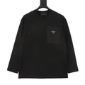 Prada Triangle Logo Zip Chest Pocket Long-Sleeve Top — Ivory（副本）