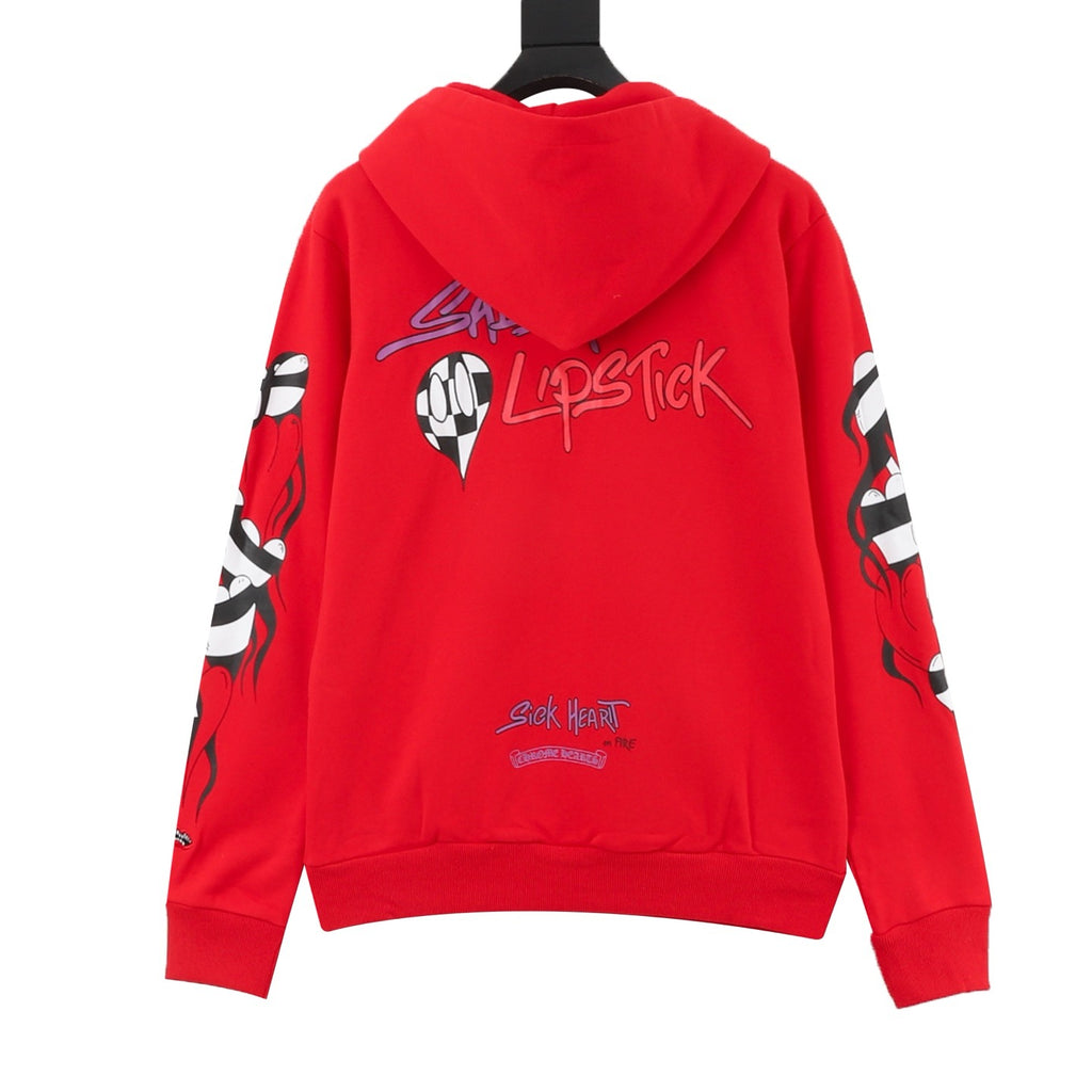 Chrome Hearts Women's Men's Red Spark The Heart Graphic Hoodie