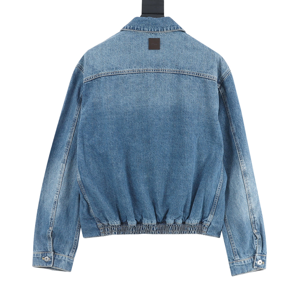 Dior CD Embroidered Pocket Zip-Up Denim Jacket