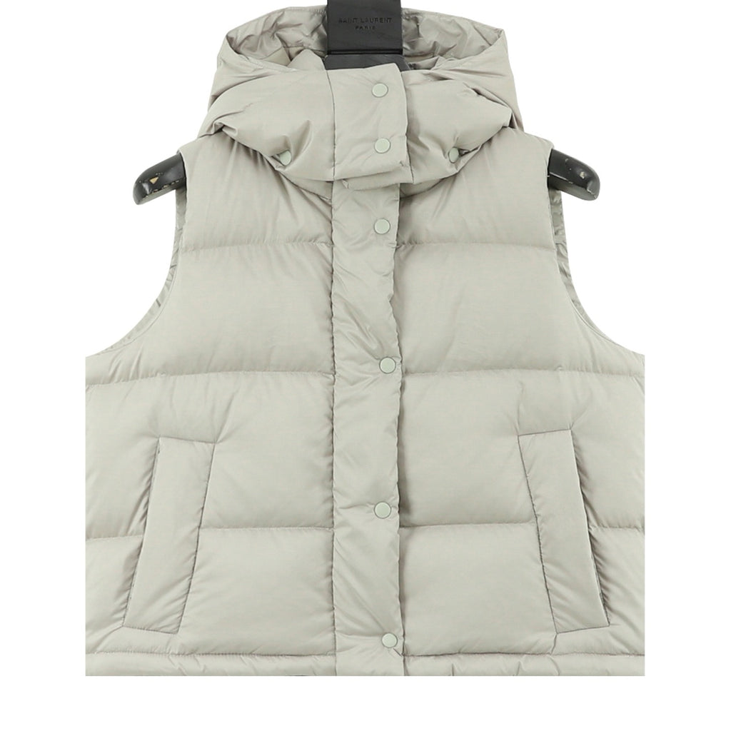 Saint Laurent Women's / Men's Hooded Puffer Vest in Light Grey