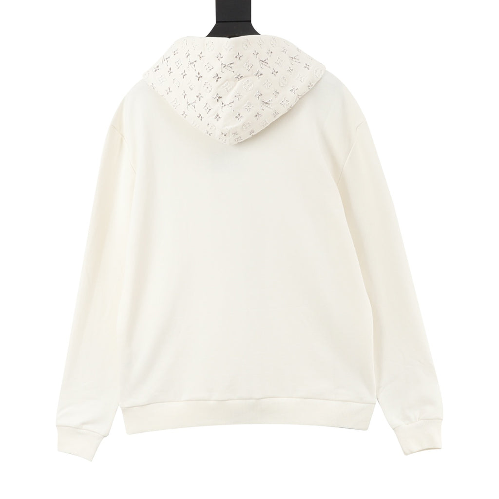 Louis Vuitton Women's & Men's White Monogram Embroidered Zip-Up Hoodie