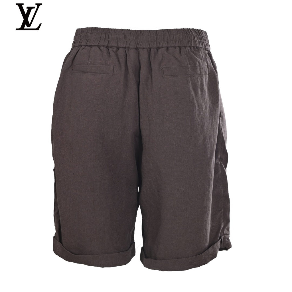 Louis Vuitton Men's Dark Brown Linen Drawstring Shorts