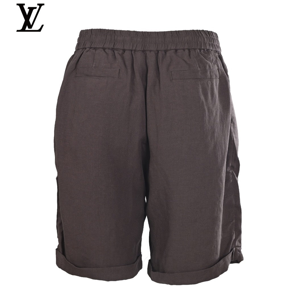 Louis Vuitton Men's Dark Brown Linen Drawstring Shorts