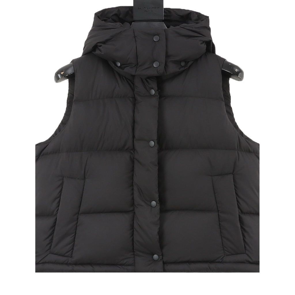 Saint Laurent Women's / Men's Hooded Puffer Vest in Black