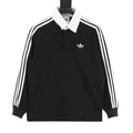 Adidas Women's / Men's 3-Stripes Long-Sleeve Polo Shirt in Black
