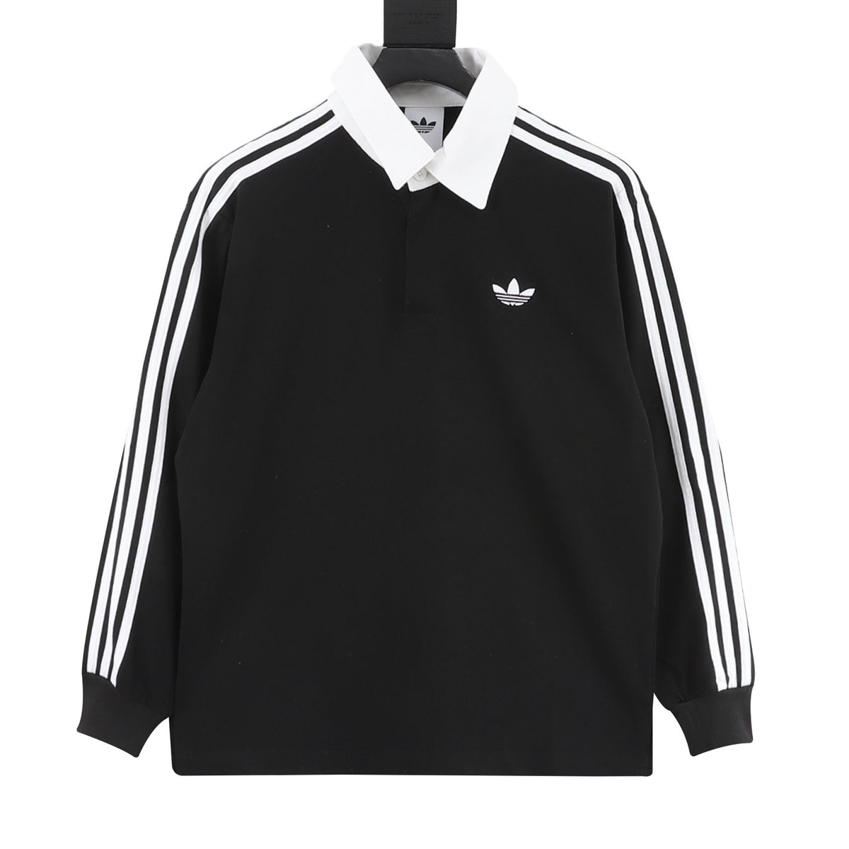Adidas Women's / Men's 3-Stripes Long-Sleeve Polo Shirt in Black