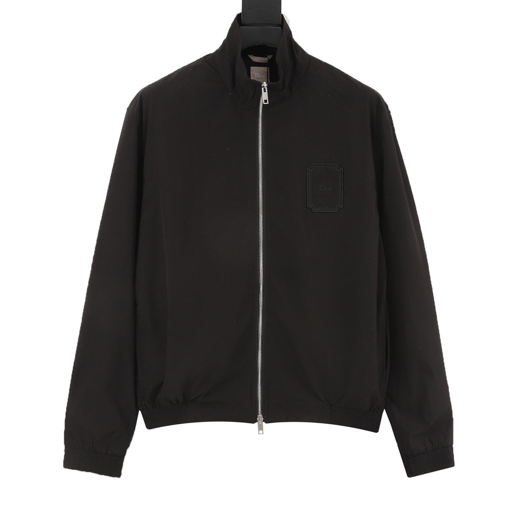 Dior Women's Men's Black Stand-Collar Logo Patch Jacket