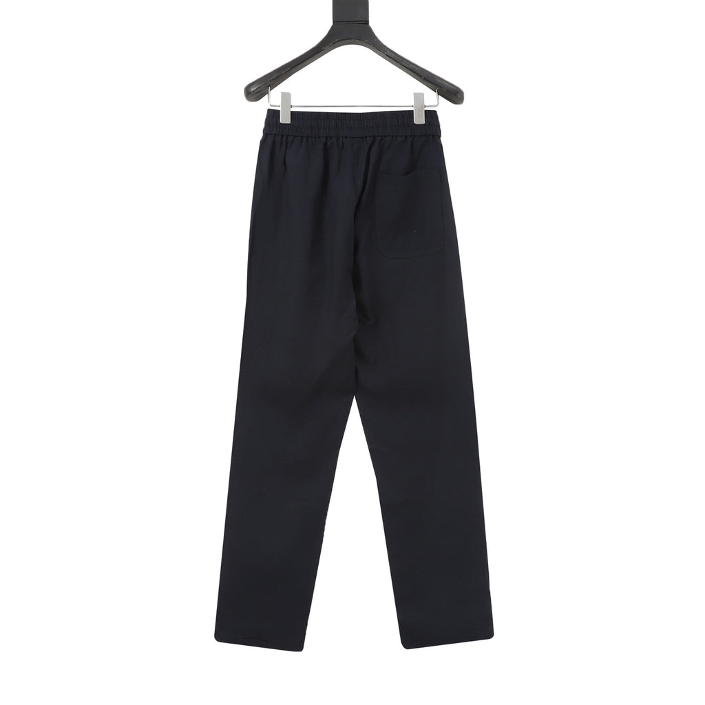 Loewe Women's Men's Black Elasticated-Waist Linen Trousers