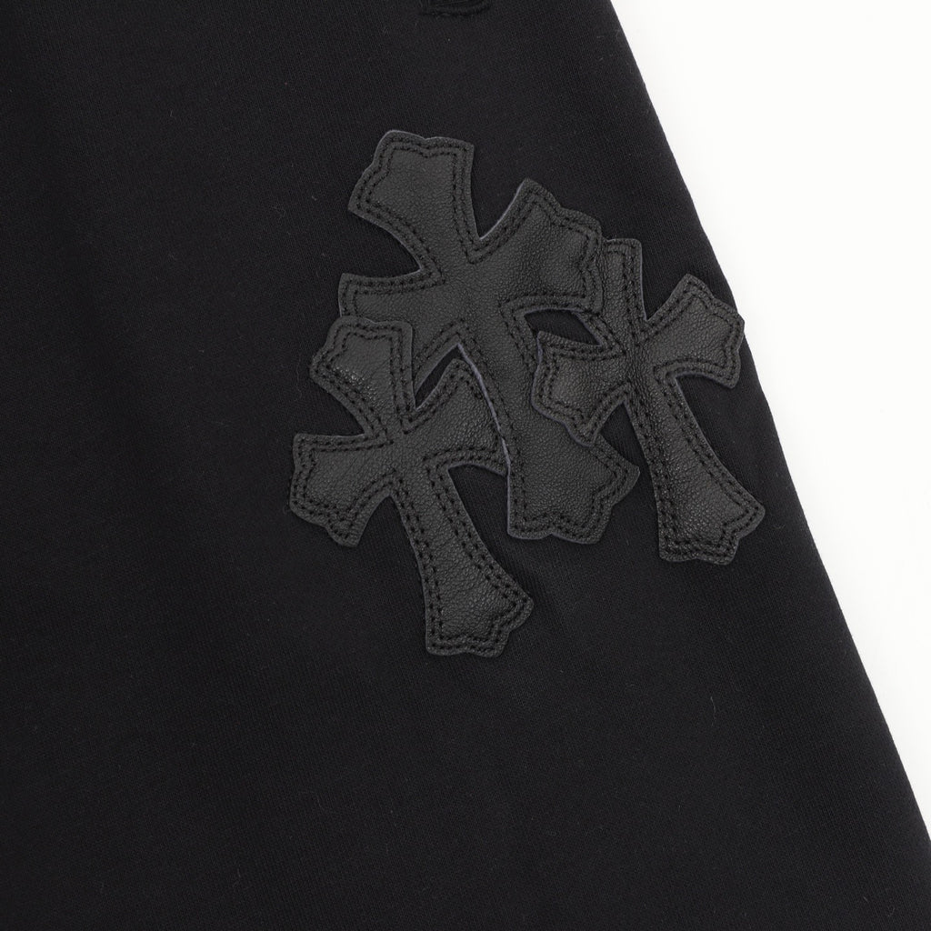 Chrome Hearts Triple Cross Leather Patch Joggers — Grey Marl