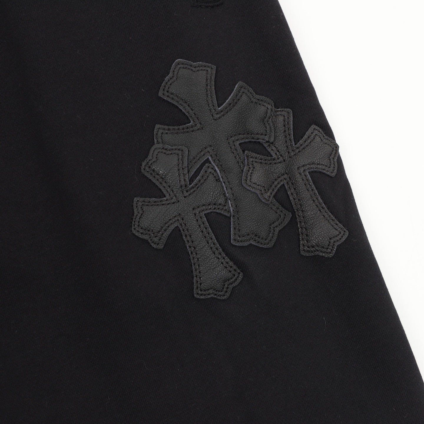 Chrome Hearts Triple Cross Leather Patch Joggers — Grey Marl