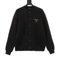 Prada Milano Logo Embroidered Chunky Rib Knit Button Cardigan