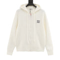 Miu Miu Women's Men's White Ribbed Knit Zip Hoodie