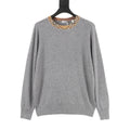 Burberry Check-Collar Knitted Wool Sweater