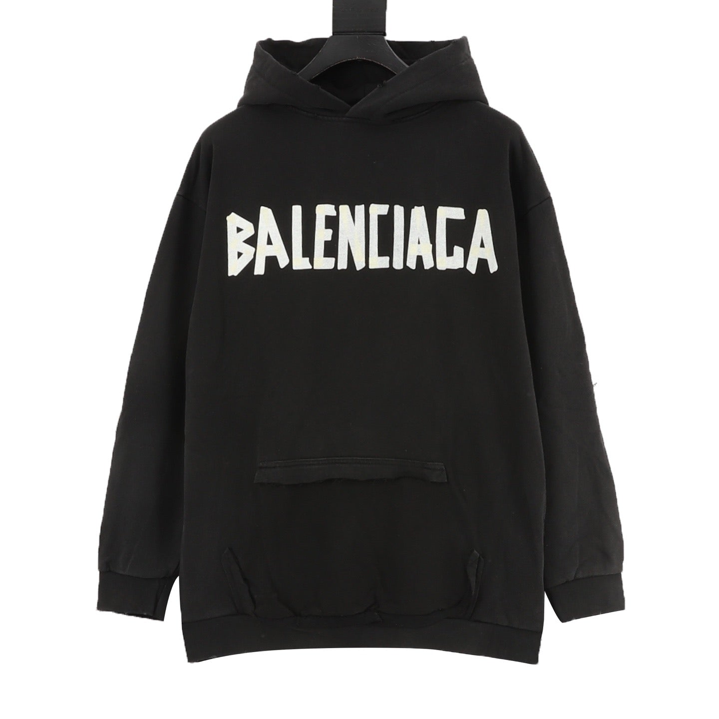 Balenciaga 26SS Destroyed Logo Print Washed Hoodie