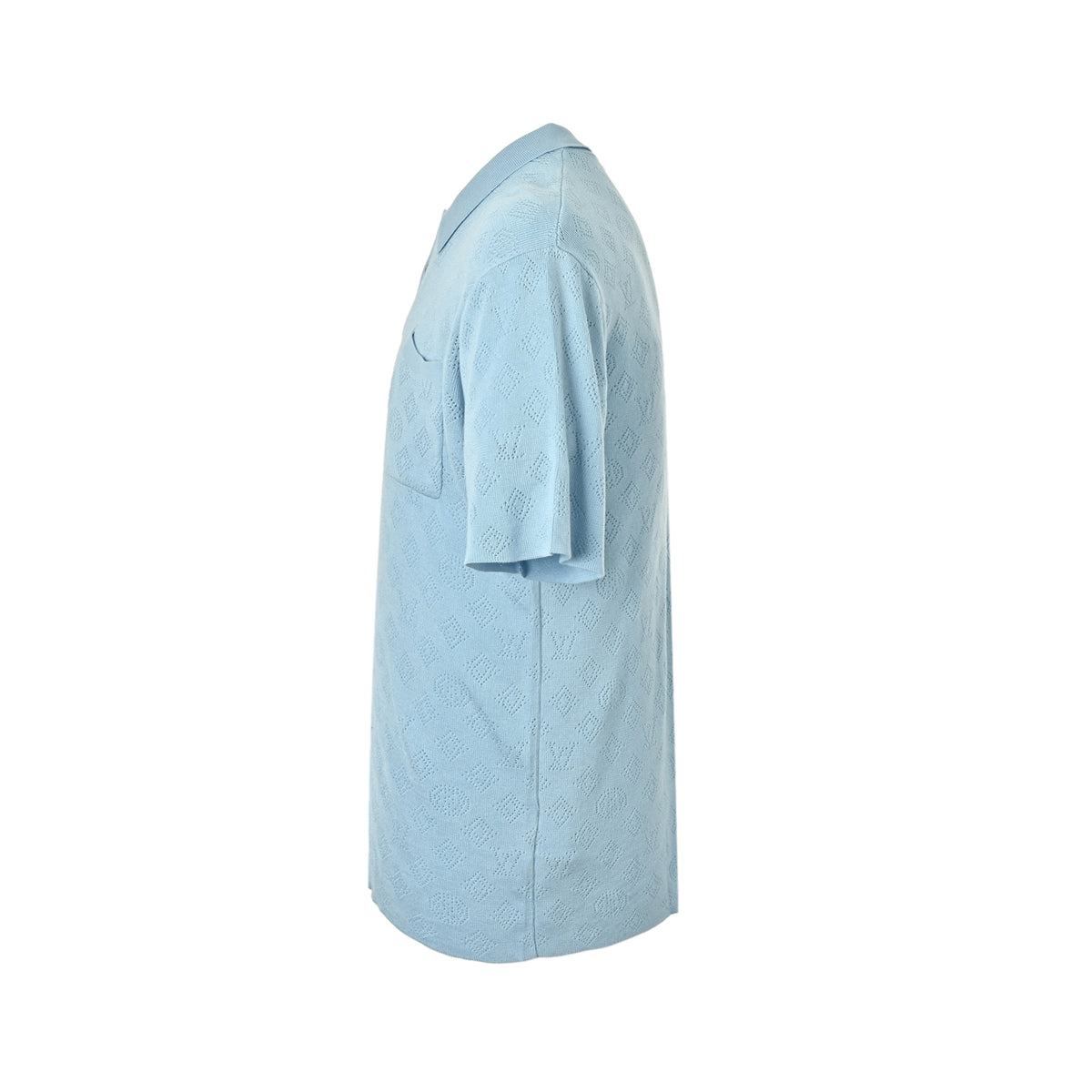 Louis Vuitton All-Over Monogram Knit Short-Sleeve Polo in Light Blue