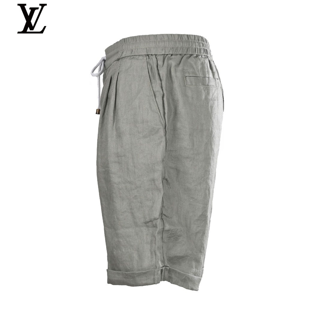 Louis Vuitton Men's Sage Green Linen Drawstring Shorts