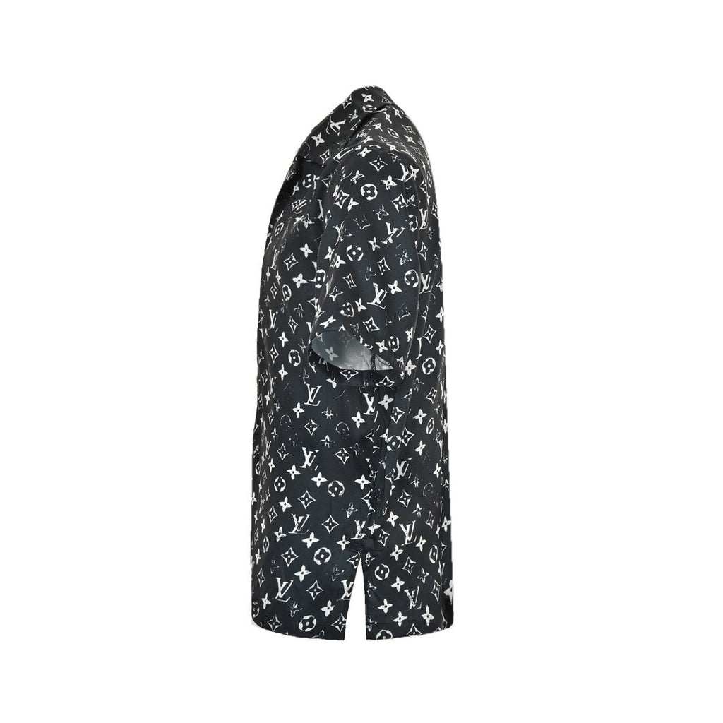 Louis Vuitton All-Over Monogram Print Short-Sleeve Shirt in Black