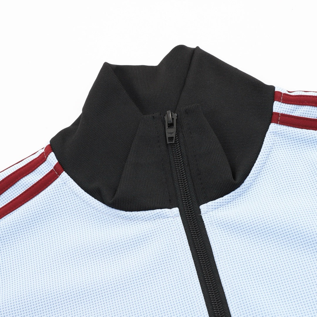Adidas Originals American Retro Trefoil Track Jacket | Cream Burgundy Stripe Navy Trim