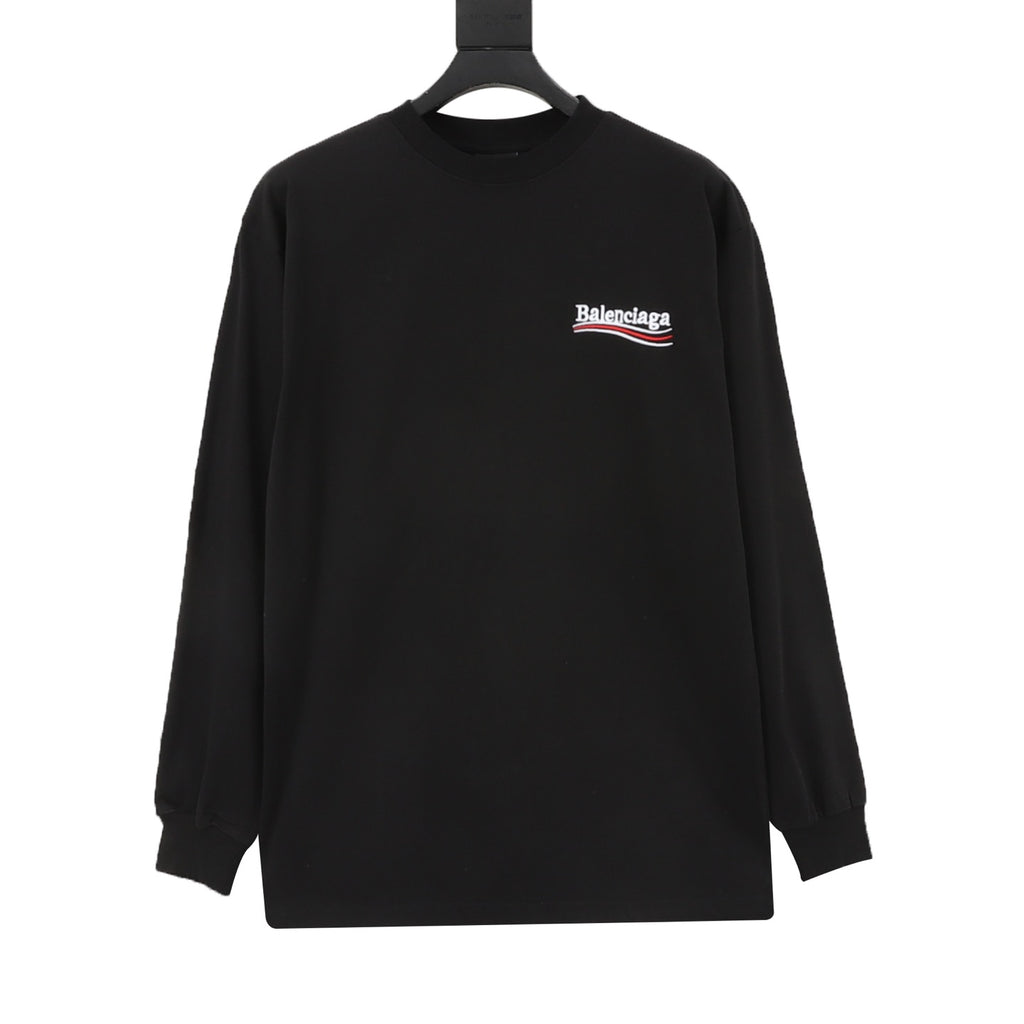 Balenciaga Women's Men's Black Wave Logo Long-Sleeve T-Shirt