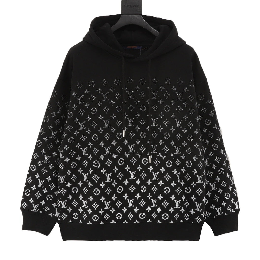 Louis Vuitton Women's Men's Black Gradient Monogram Print Hoodie