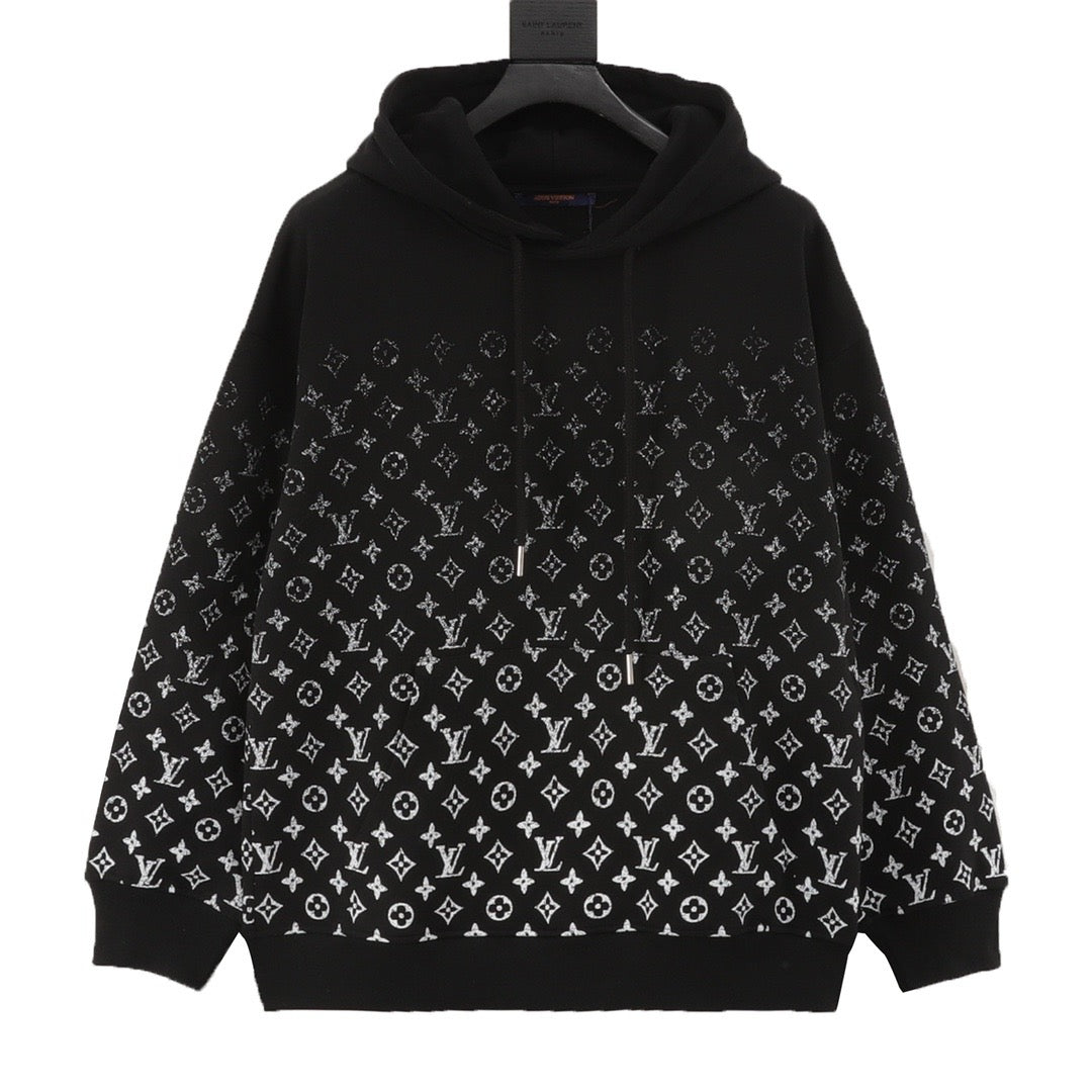 Louis Vuitton Women's Men's Black Gradient Monogram Print Hoodie