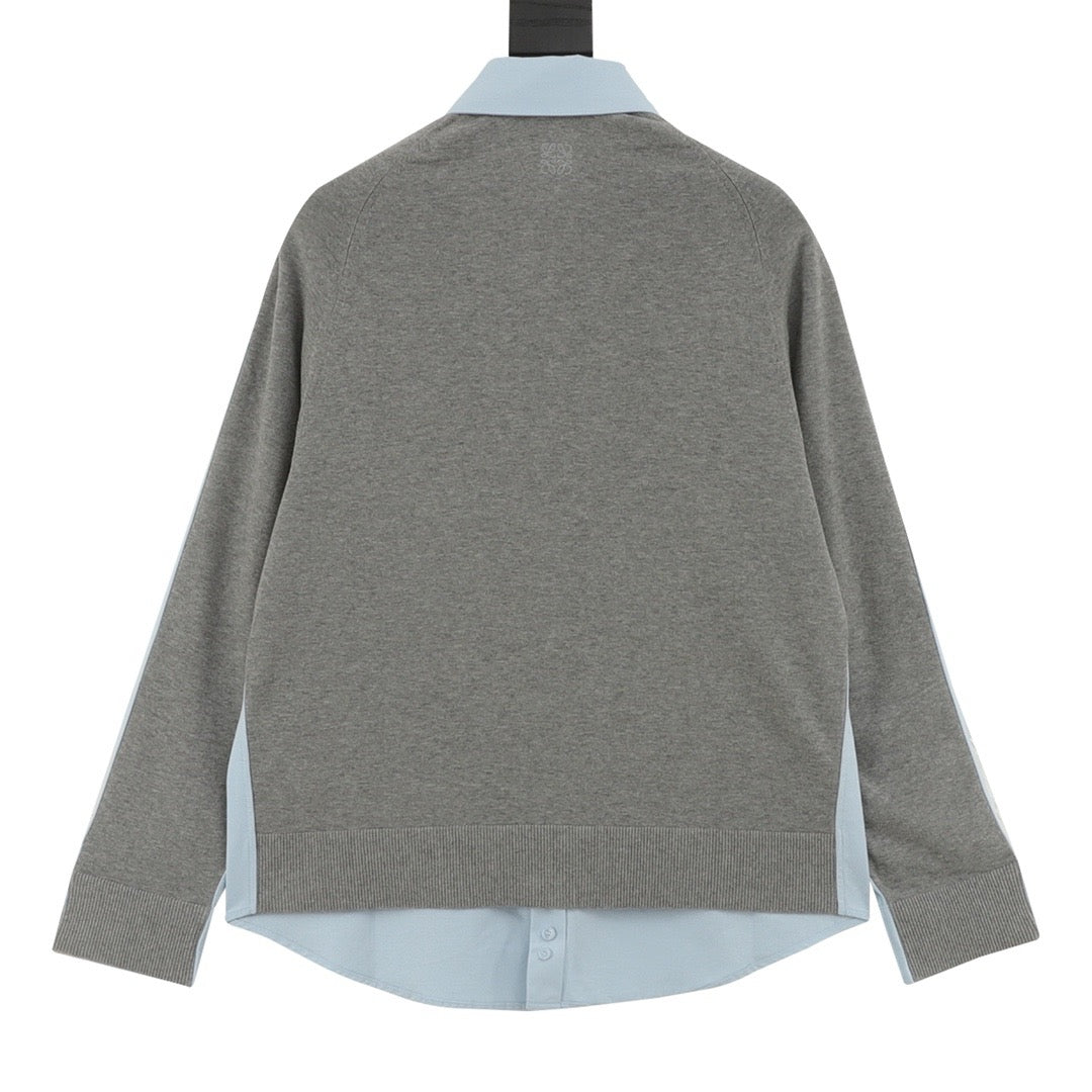 Loewe Two-Tone Patchwork Long-Sleeve Shirt