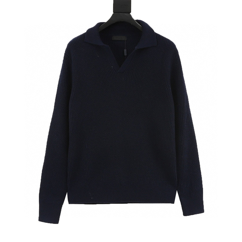 Prada Polo Collar Half-Zip Chunky Knit Sweater