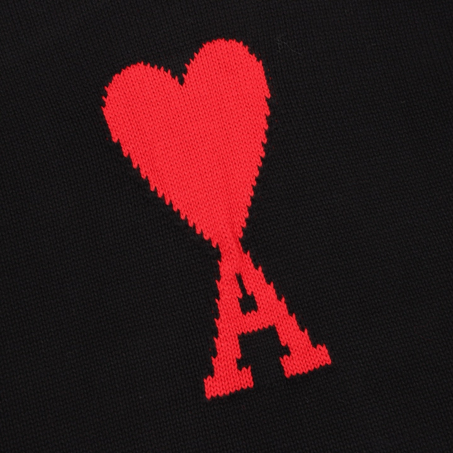 AMI Paris Ami de Cœur Macaron Embroidered Heart Jacquard Crew Neck Sweater