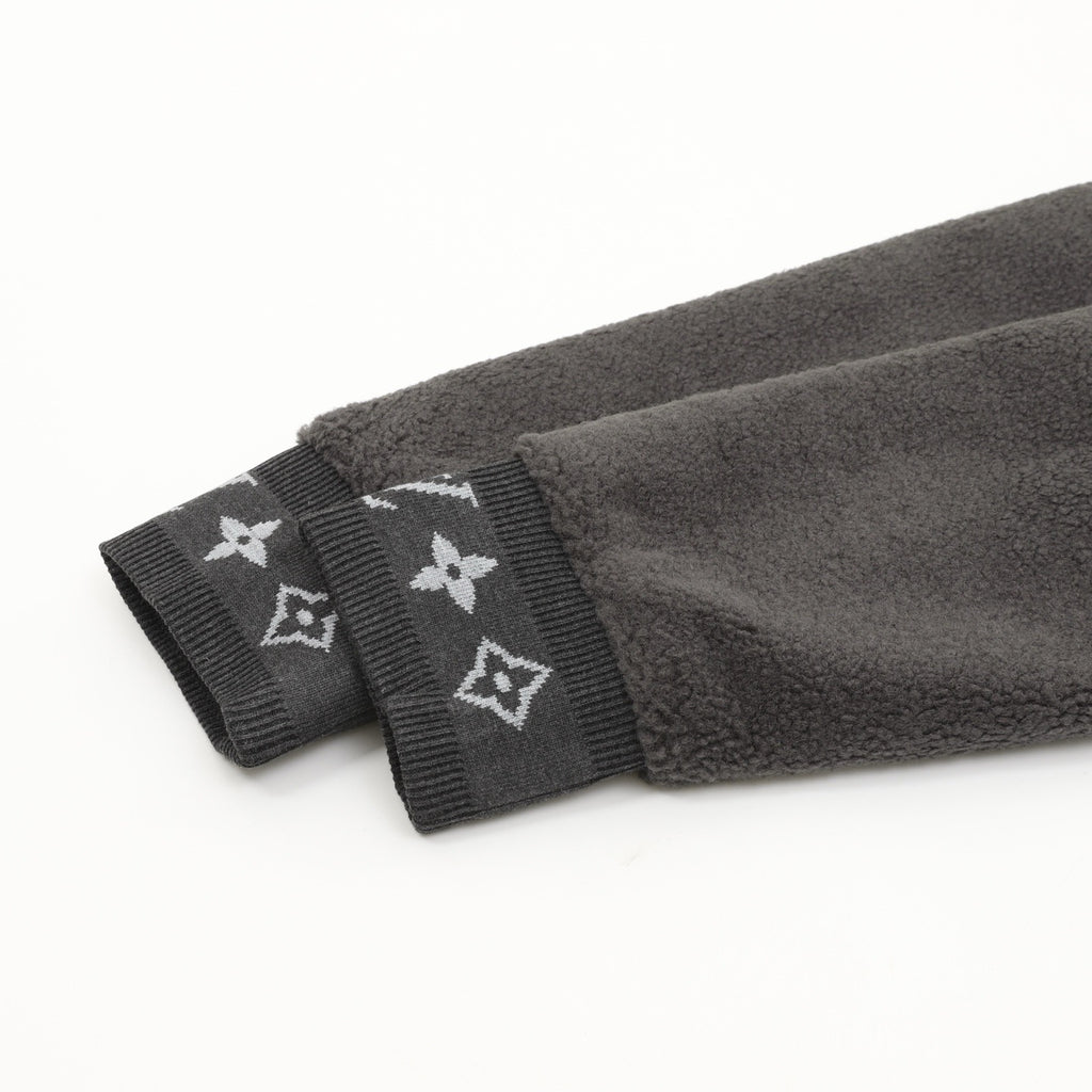 Louis Vuitton Women's & Men's Dark Grey Stand-Collar Full-Zip Fleece Jacket