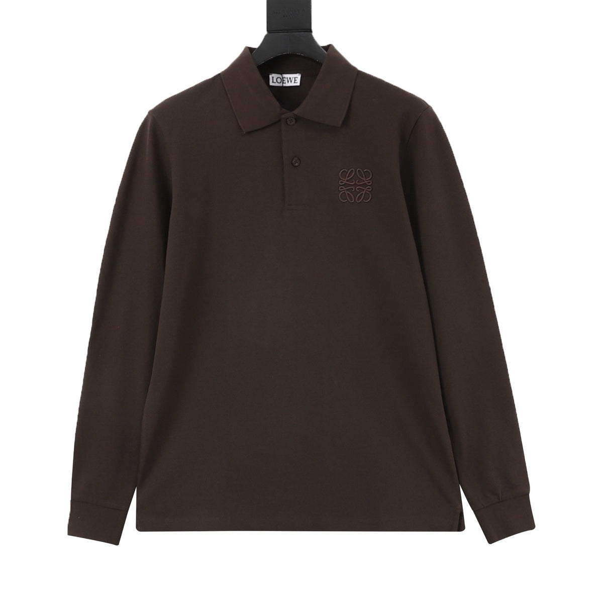 Loewe Women's Men's Dark Brown Anagram Long-Sleeve Polo Shirt