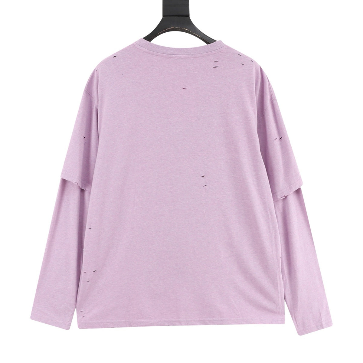 Acne Studios Women's Men's Light Purple Distressed Layered-Look Long-Sleeve T-Shirt