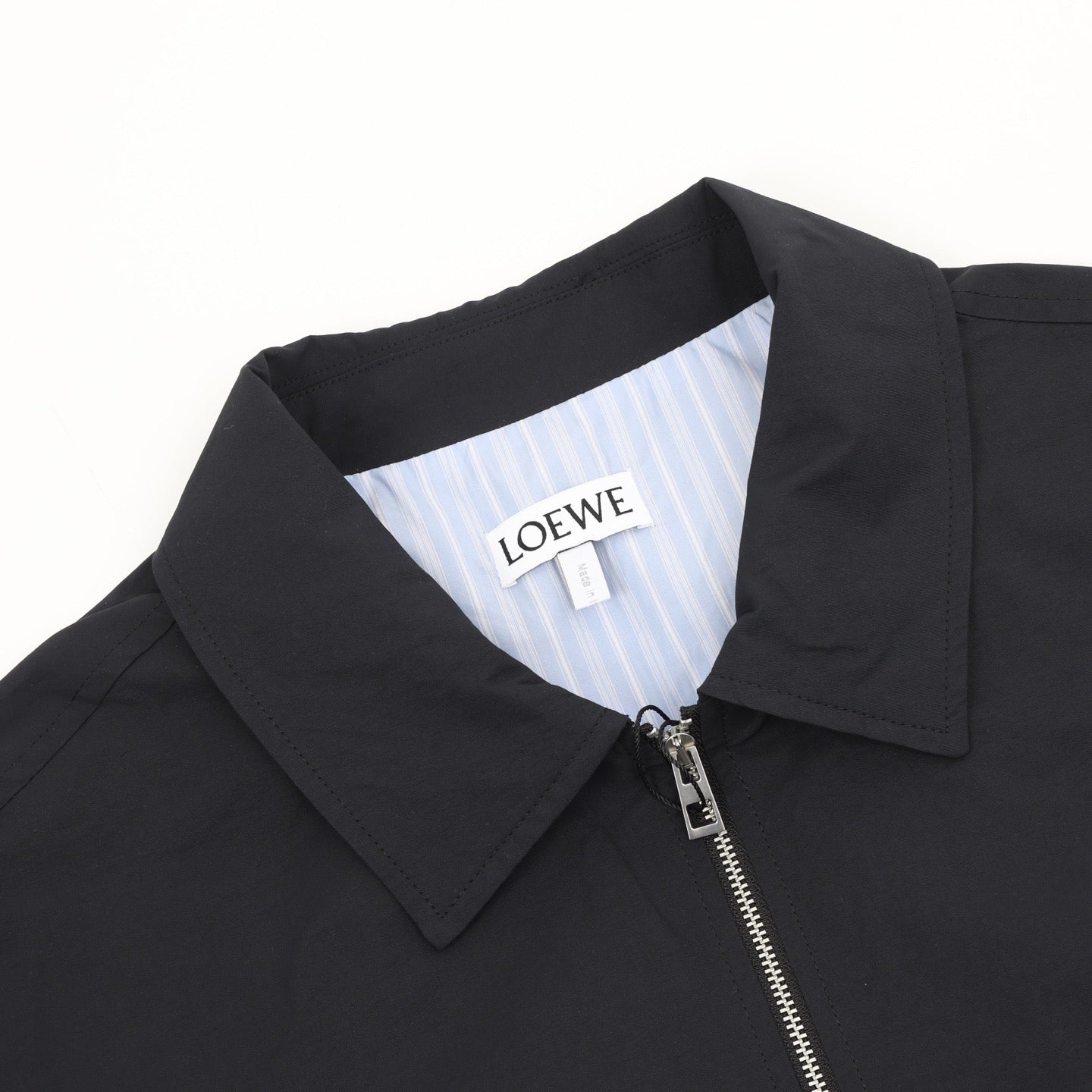 Loewe Anagram Embroidered Zip-Up Jacket with Striped Lining