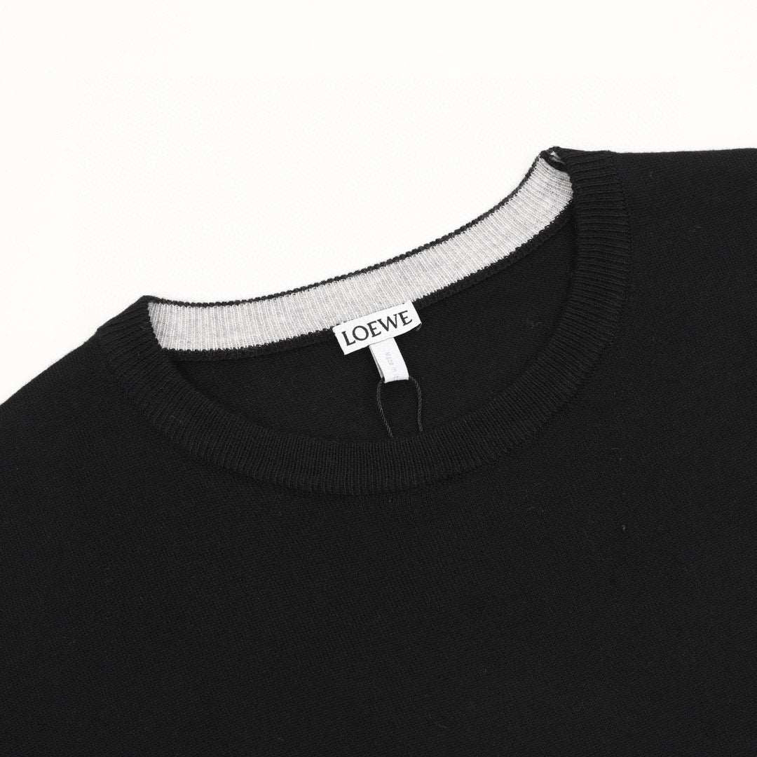 Loewe Anagram Embroidered Contrast Trim Crew Neck Sweater