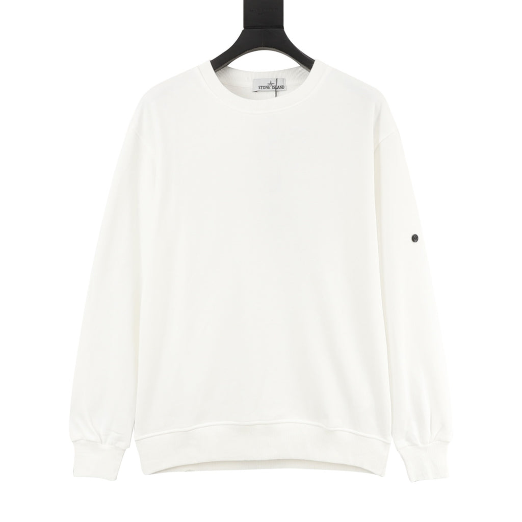 Stone Island Sleeve Badge Crewneck Sweatshirt | White Minimalist Luxury Streetwear