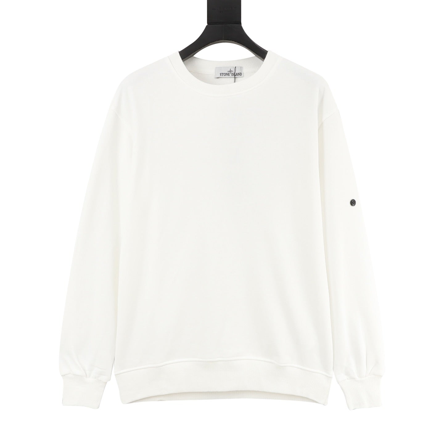 Stone Island Sleeve Badge Crewneck Sweatshirt | White Minimalist Luxury Streetwear