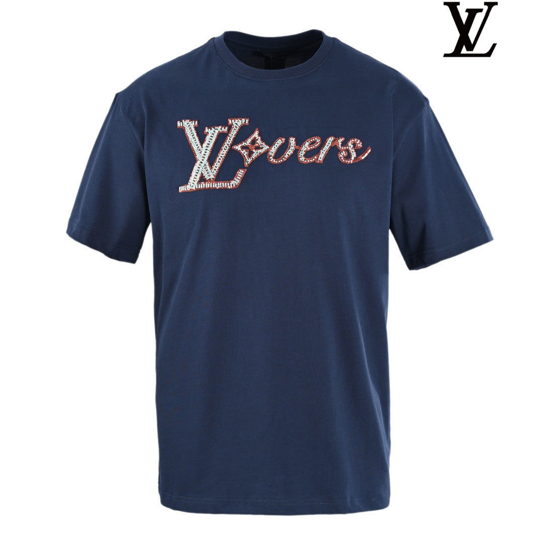 Louis Vuitton Men's Navy LV Lovers Short Sleeve T-Shirt