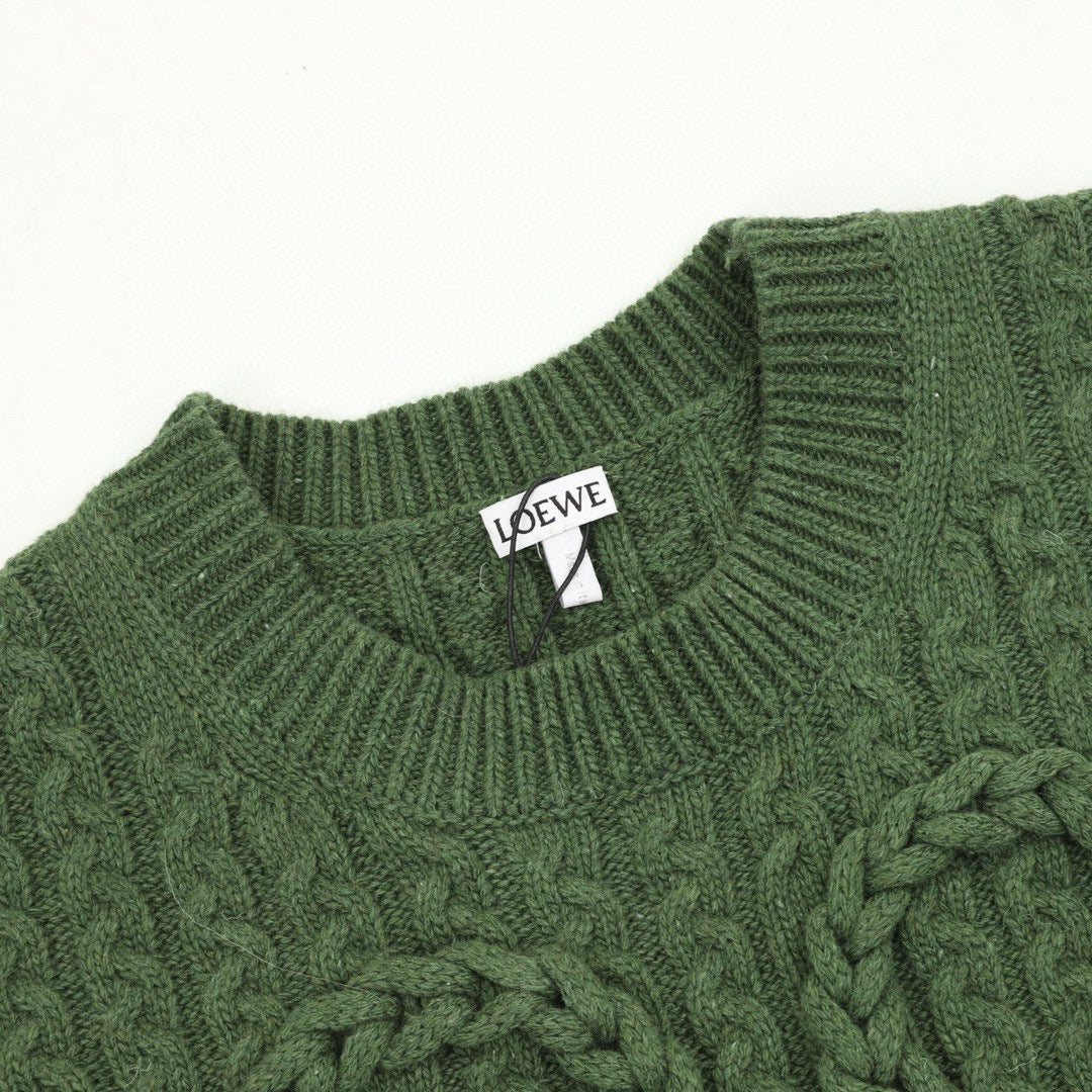 Loewe Oversized Anagram Cable Knit Crew Neck Sweater